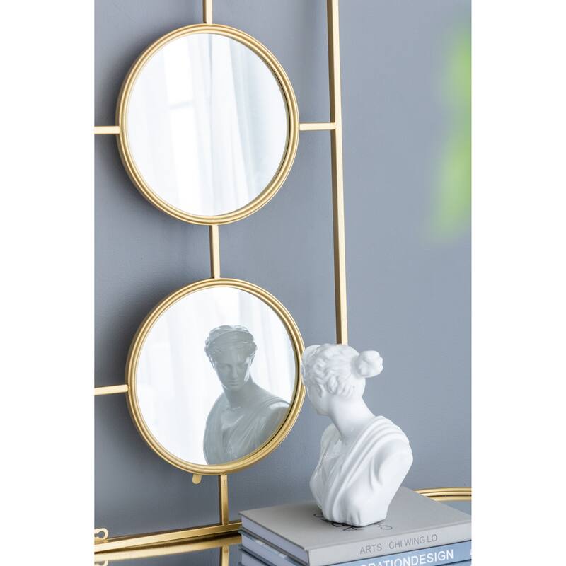 3 Mirror Piece Wall Mirror in Gold Rectangular Frame, Home Wall Decor for Bedroom Living Room, 43"x16"