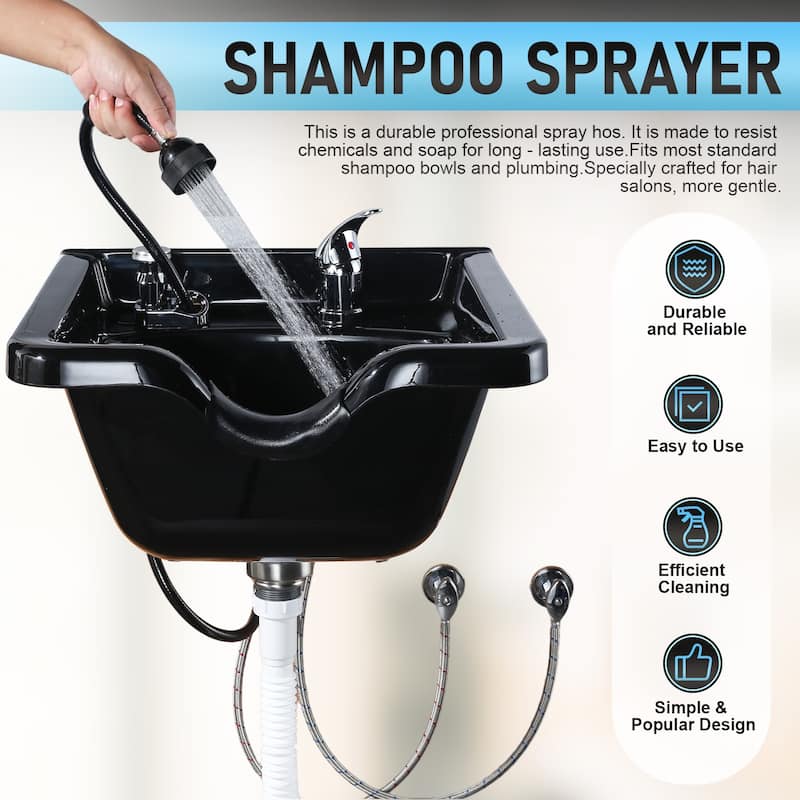WOWOW Professional Shampoo Bowl for Salon - Matte Black