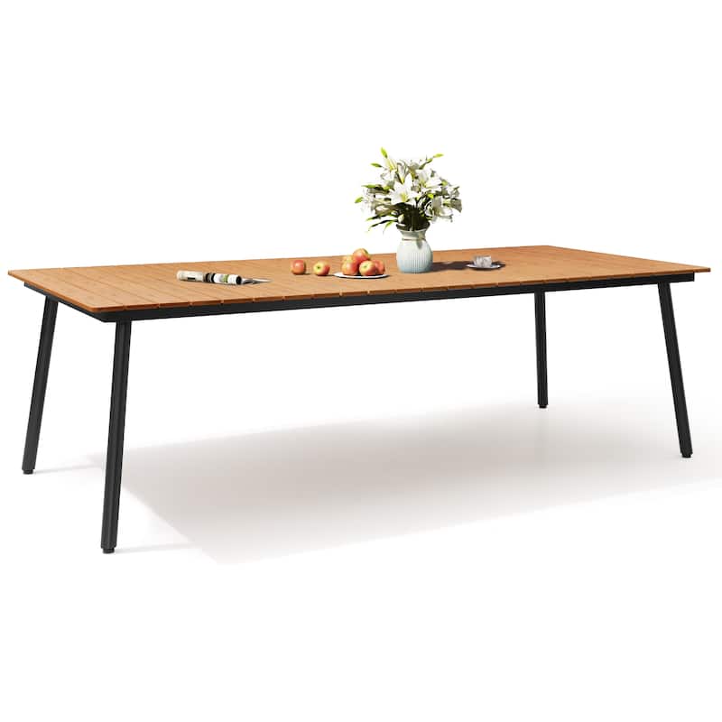 Pellebant Outdoor Rectangle Aluminum Dining Table with Umbrella Hole