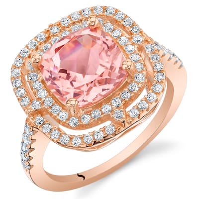 Rose Tone Sterling Silver 3.75 ct Created Morganite Halo Ring