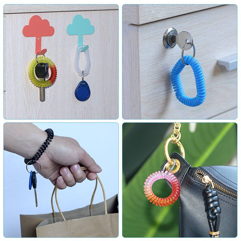 Spiral Keychain, Wrist Coil Keyring Wristband Stretchable Key Holder
