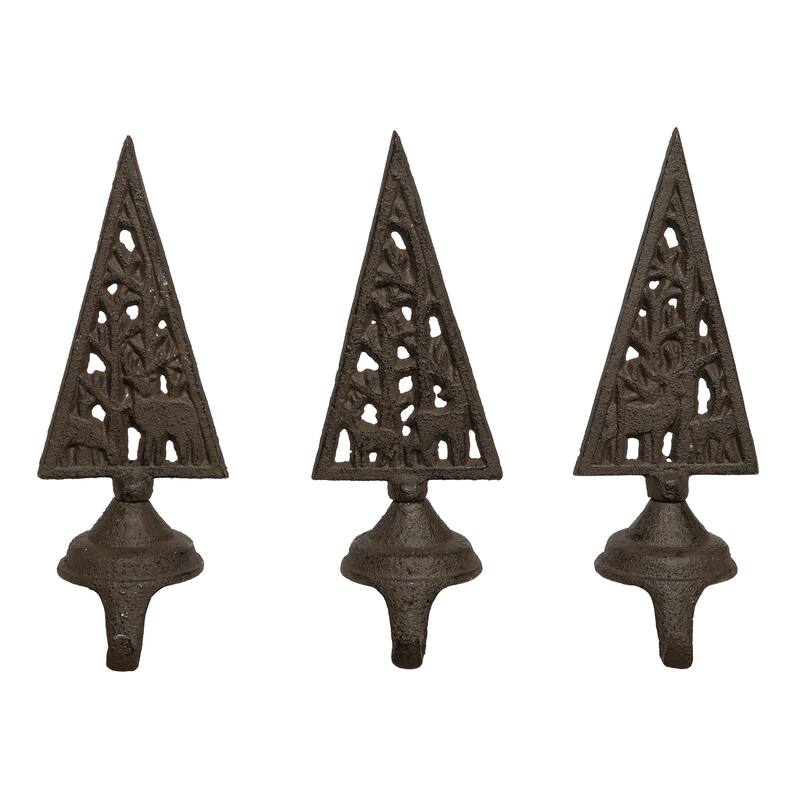 Transpac Cast Iron Reindeer Stocking Holder Set of 3 Christmas Home Decorations