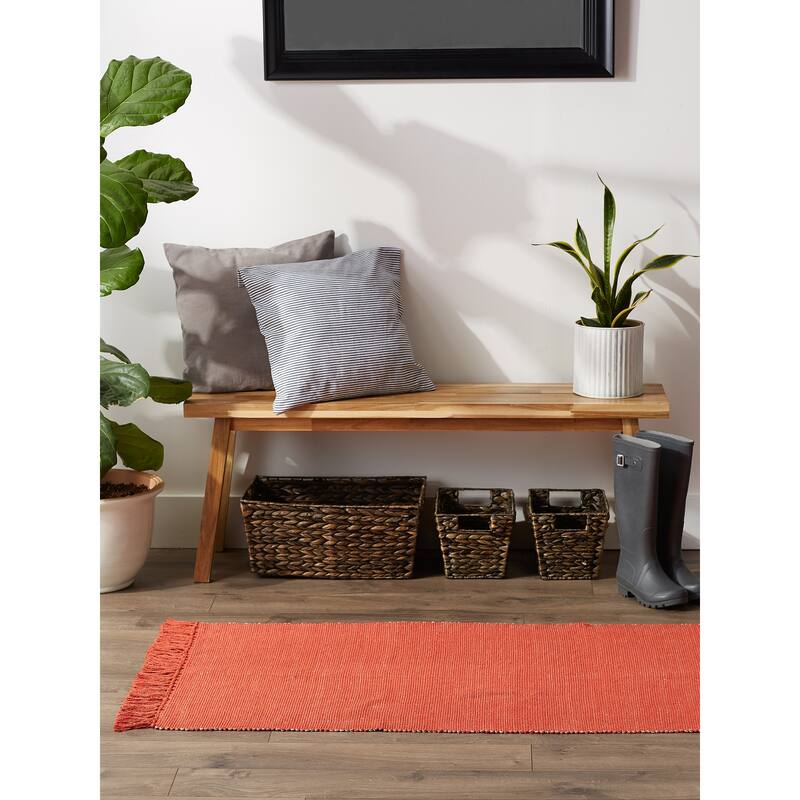 DII Gray and Off White 2-Tone Ribbed Rug 2x3 Ft - 24.0 In. L X 36.0 In. W X 0.2 In. H