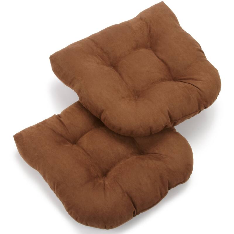 19-inch U-Shaped Microsuede Chair Cushion (Set of 1, 2, or 4) - Set of 2 - Chocolate