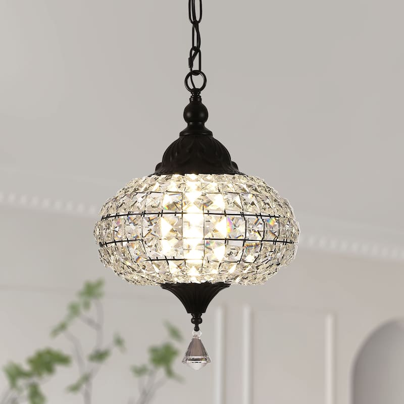 Bella Depot 11" Modern Crystal Dimmable Chandelier Luxuruy Lantern Pendant Light for Living Room Kitchen Island Hallway