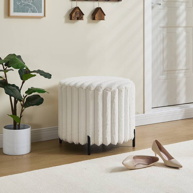 22.05"Wide Upholstered Round Pouf Ottoman