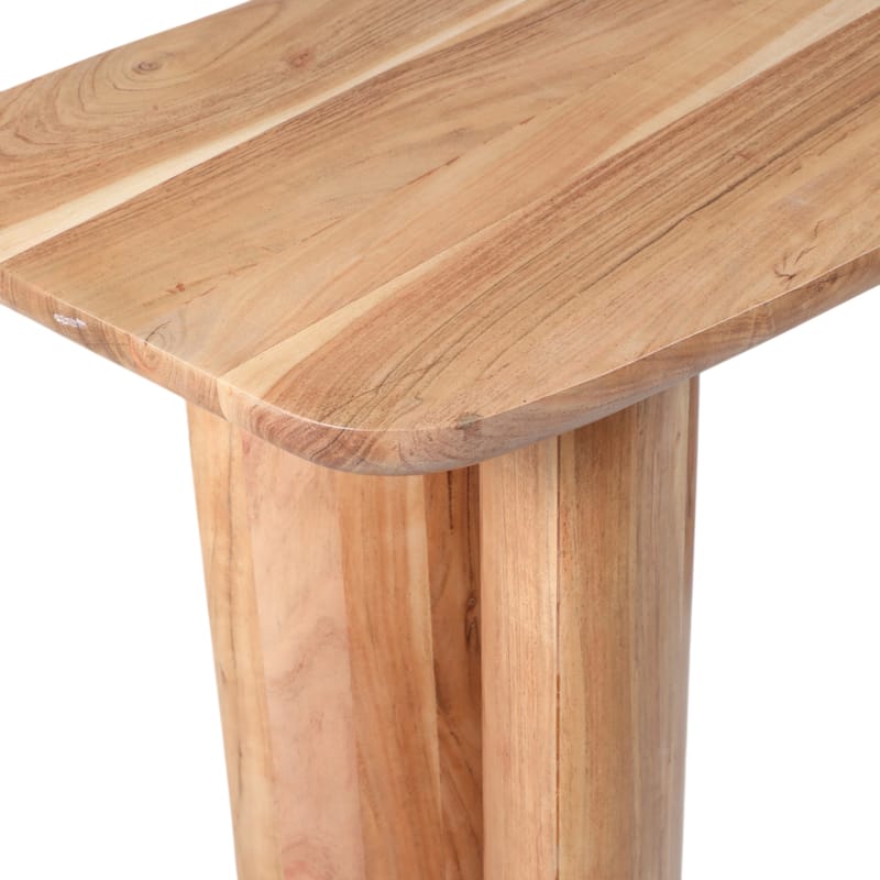 Acacia Wood Console Table Rounded Edge Design Casual Style - 30" Brown - 51" x 18" x 30"