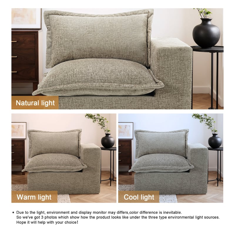 42"W Chenille Upholstered No Assembly Corner Chair