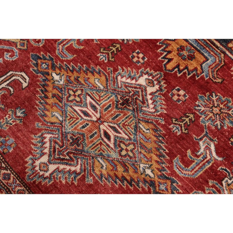 Rustic Super Kazak Zahra Red/Beige Hand Knotted Wool Square - 5'1'' x 6'0''
