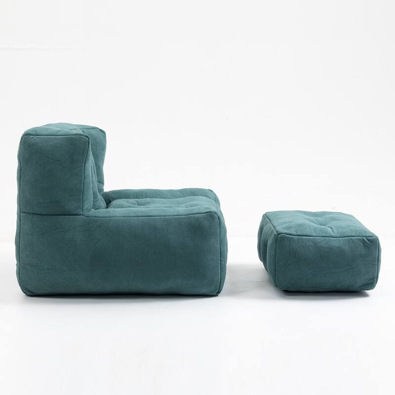 Green 38.5" Velvet Accent Chair with Ottoman