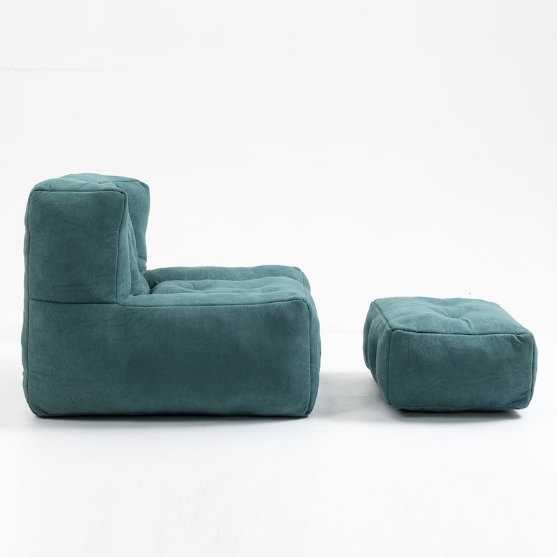 Velvet Bean Bag Chair with Ottoman