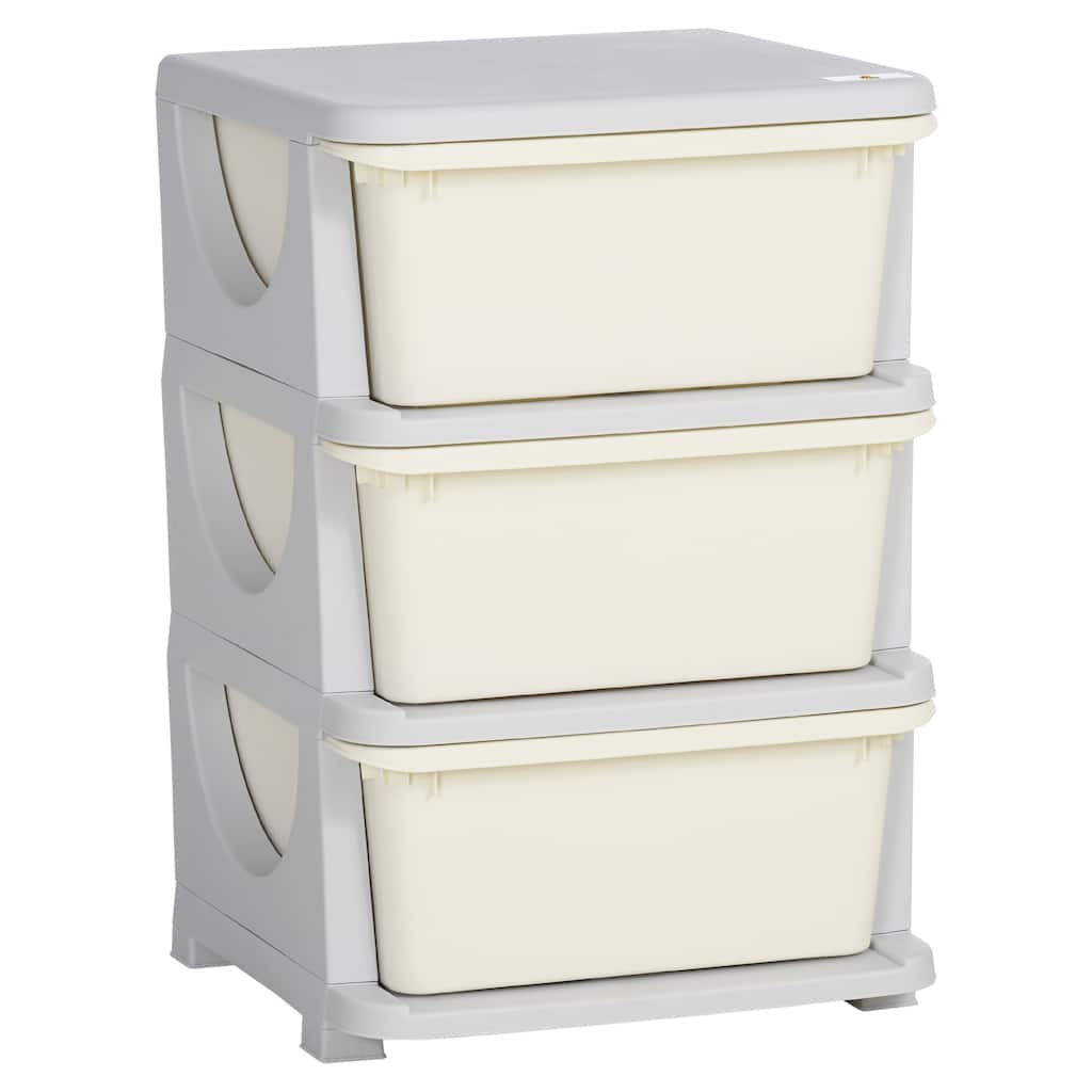 Qaba 3 Tier Kids Storage Unit, 3 Drawer Chest Toy Organizer Plastic Bins