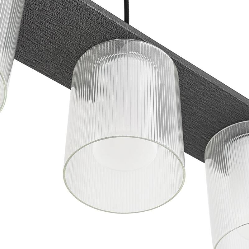 Scandinavian 5-Light Glass Dimmable LED Linear Chandelier 35in Wide