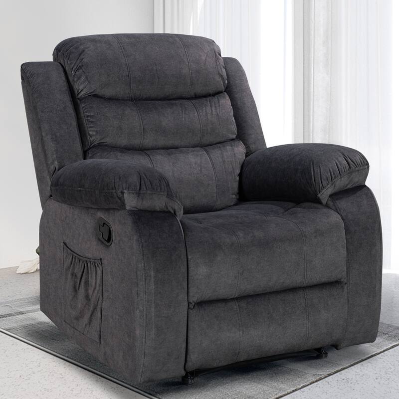 Soft Recliner Chair with Massage and Heat Function - Black