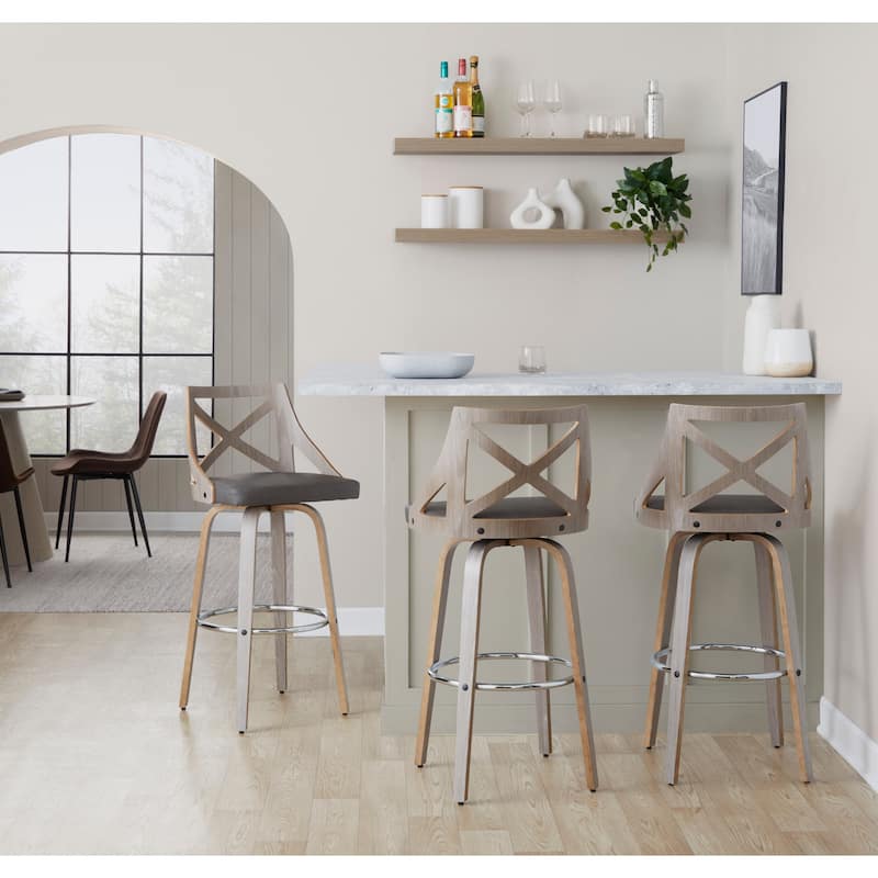 The Gray Barn Charlotte 30" Fixed-Height Bar Stool with Bent Wood Legs (Set of 2)