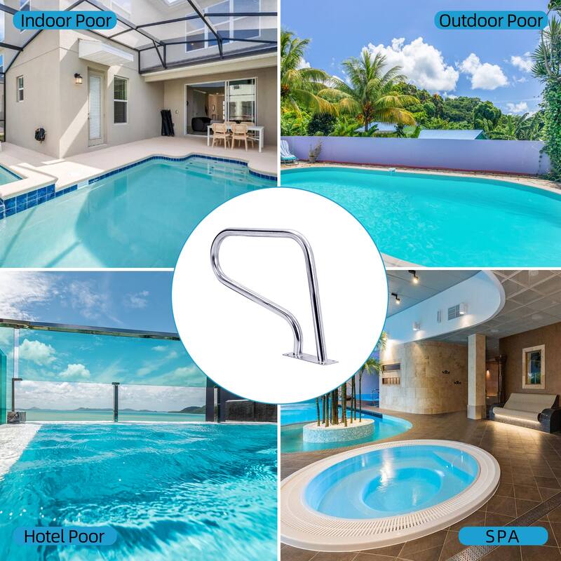 Pool Rail 30x22" 250LBS Load Capacity Silver Rustproof Pool Handrail