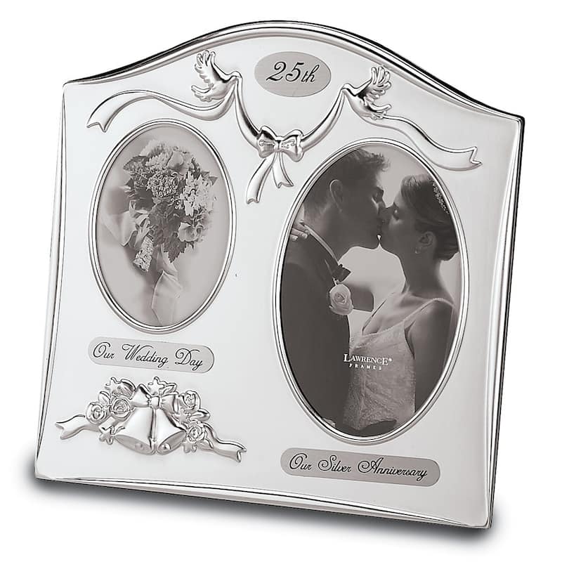 Curata Satin Silver-Plated 25th Anniversary Our Wedding Day 3.5x5 Photo Our Silver Anniversary 4x6 Photo Frame