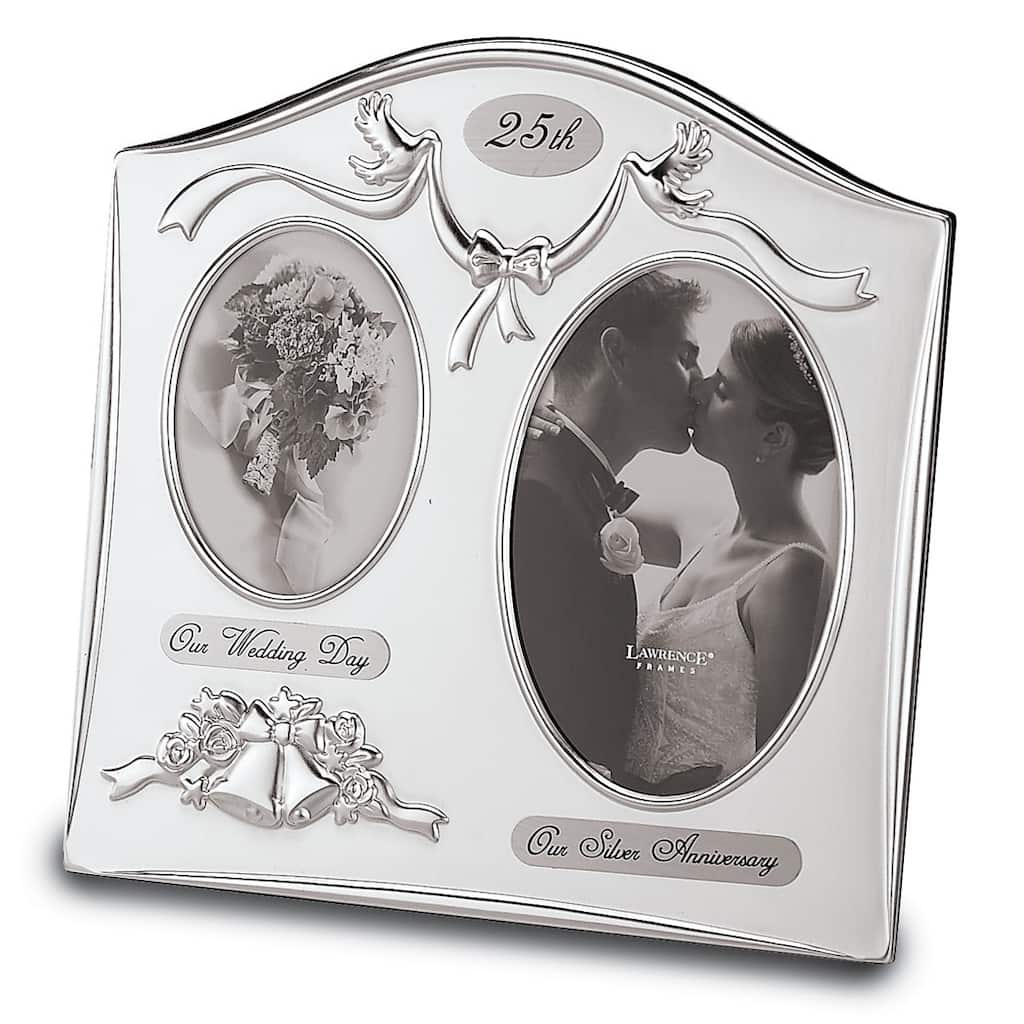 Curata Satin Silver-Plated 25th Anniversary Our Wedding Day 3.5x5 Photo Our Silver Anniversary 4x6 Photo Frame