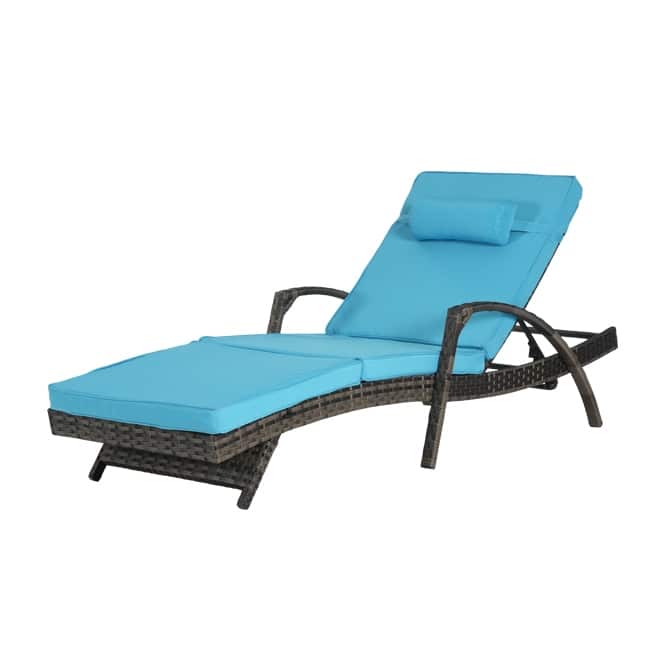 Premium Outdoor Reclining Lounge Set (2-Piece)‌– Wicker Sunbathing Chairs With Thick Cushions,150° Adjustable Backrest