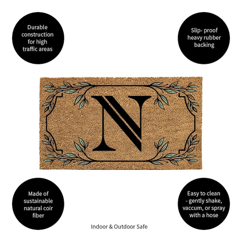 28 in. x 16 in. Monogram Coir Mat, Letter "N"