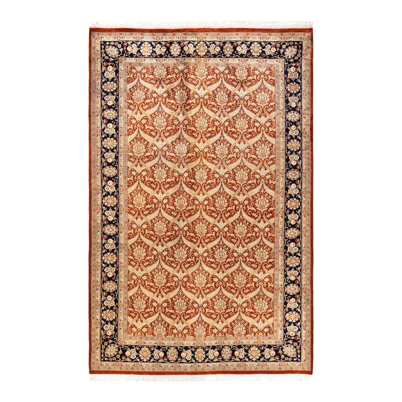 Overton Hand Knotted Wool Traditional Oriental Orange Area Rug - 6' x 9' - Rust - 6' x 9'