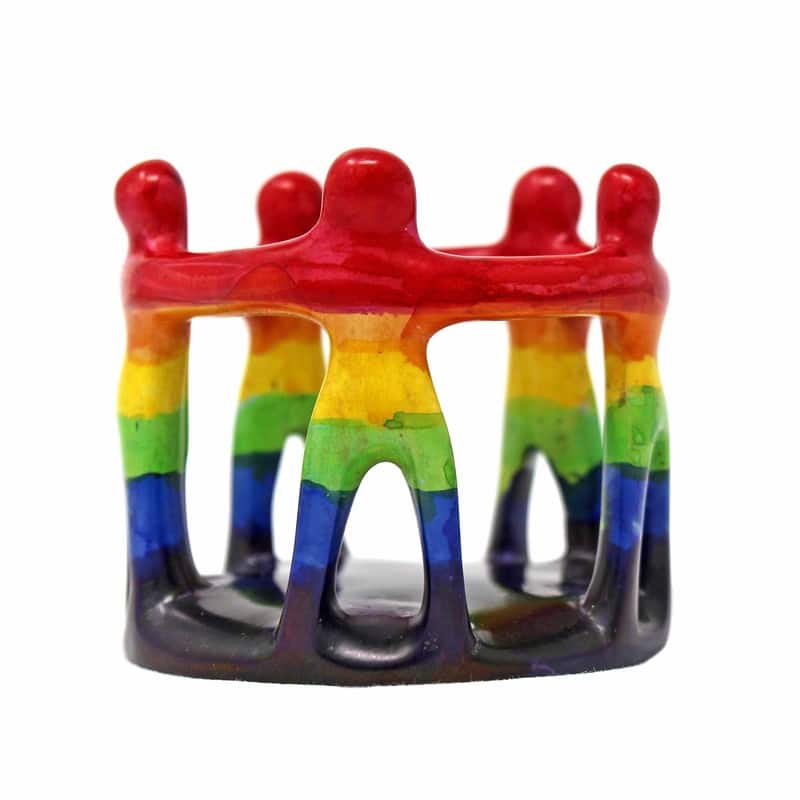 Handmade Soapstone Circle of Friends Sculpture (Kenya) - Rainbow
