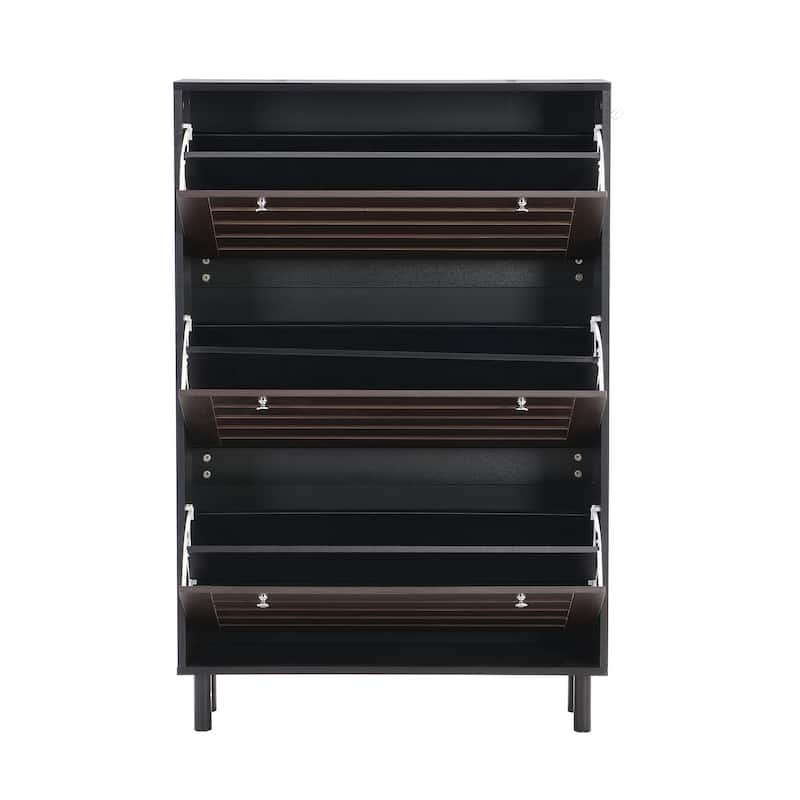 Versatile 3-Drawer Shoe Cabinet with Adjustable Shelves, Open Space, and Hanging Hooks for Hallway Entryway Organization