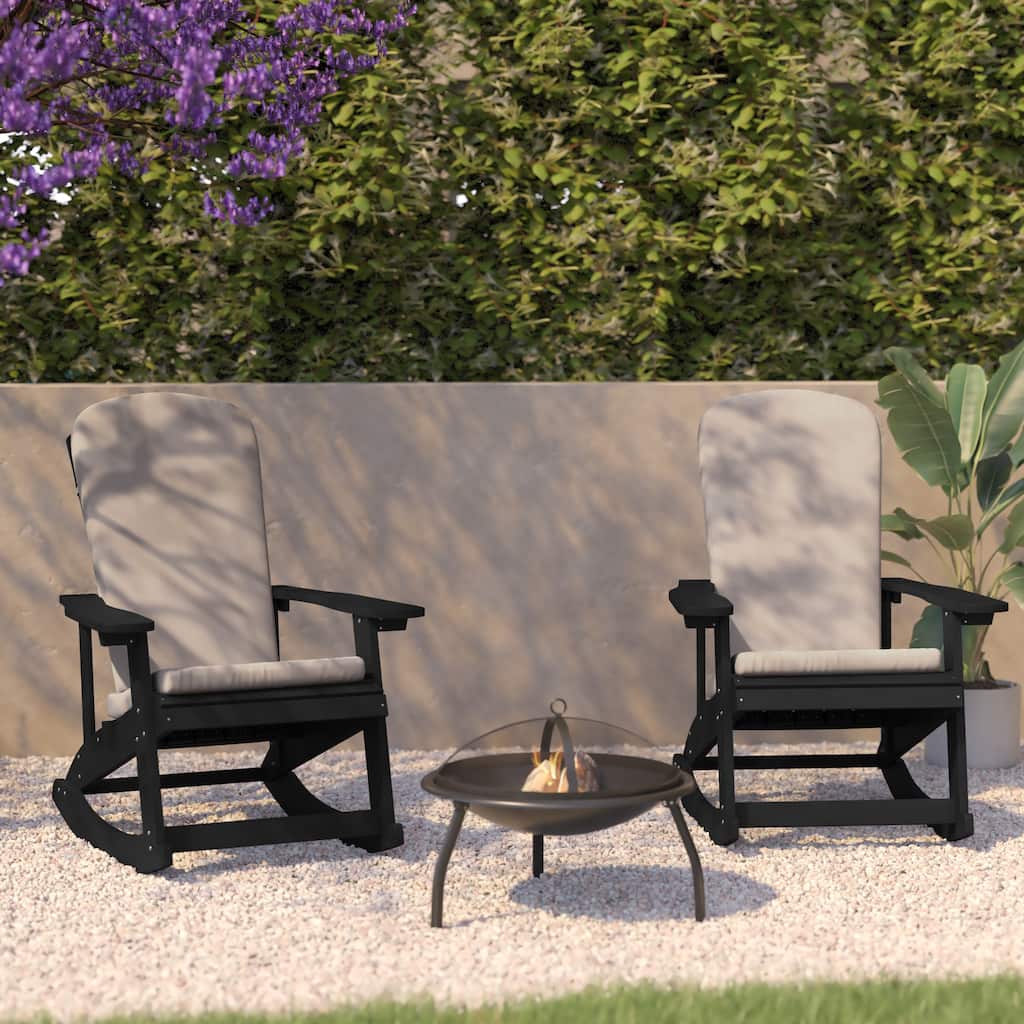 Indoor/Outdoor Rocking Adirondack Chairs with Cushions - Set of 2 - 29.5"W x 37.75"D x 39.5"H