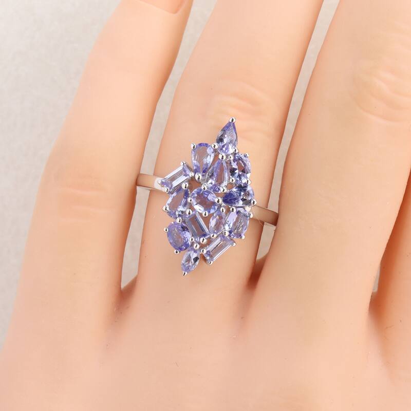 Miadora 2ct TGW Tanzanite Cluster Ring Sterling Silver