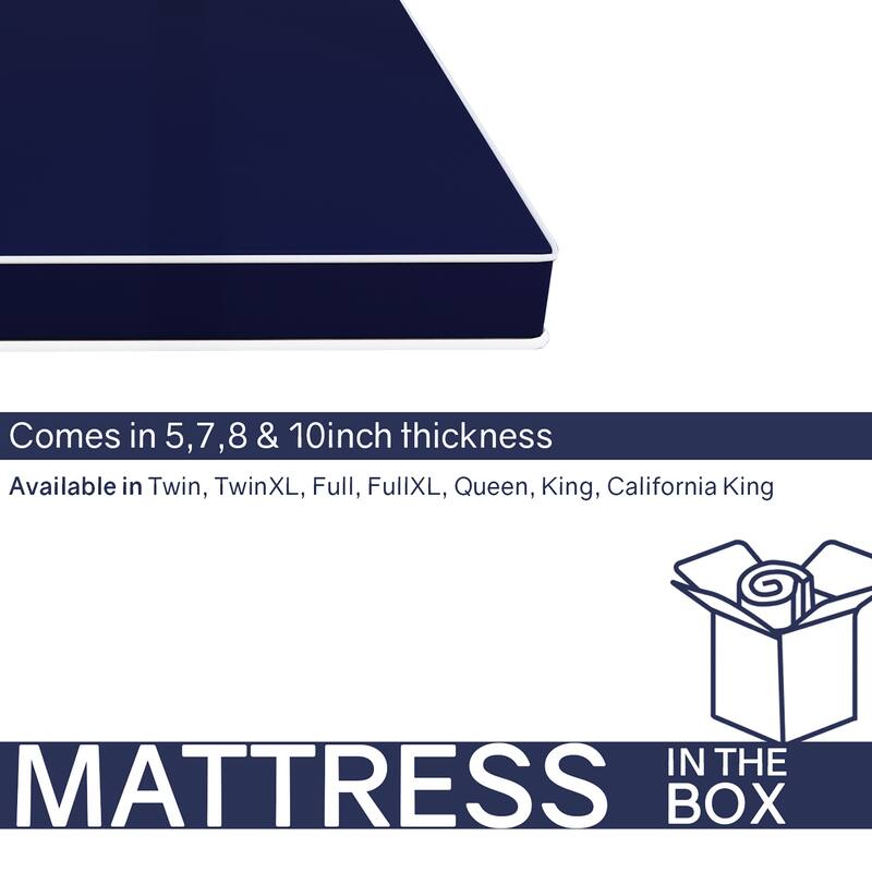 Onetan, 7" Medium Firm Double sided Tight top Foam Rolled Vinyl Mattress, Good For The Back