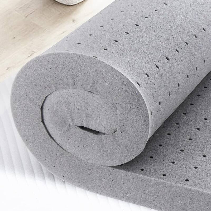 Roomfitters 2 Inch King Mattress Topper, Cooling Gel Memory Foam Pad for Pressure Relief and Airflow, Medium Soft, Grey