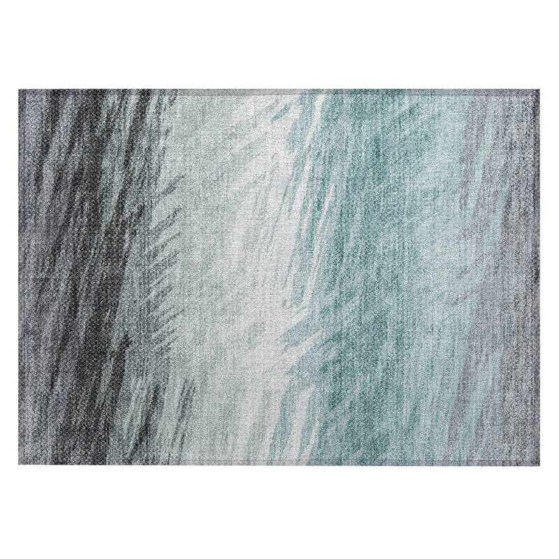Machine Washable Indoor/ OutdoorAbstract Brushstrokes Chantille Rug