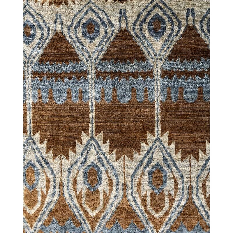 Ikat One-of-a-Kind Hand-Knotted Area Rug - Brown, 8' 2" x 10' 2" - 8' 2" x 10' 2"