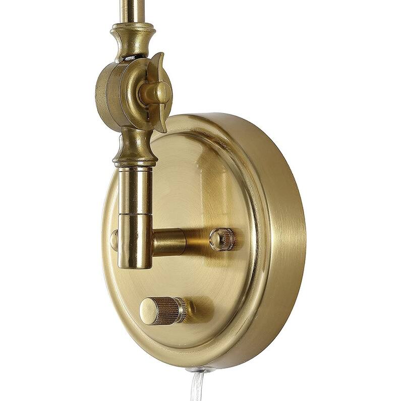 WINGBO 1-Light Vintage Adjustable Swing Arm Wall Sconce with Shade