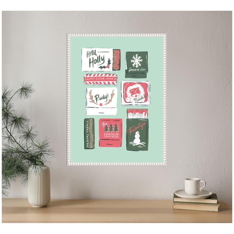 Kate and Laurel Sylvie Beaded Holiday Matchbooks Framed Canvas by Krissy Mast