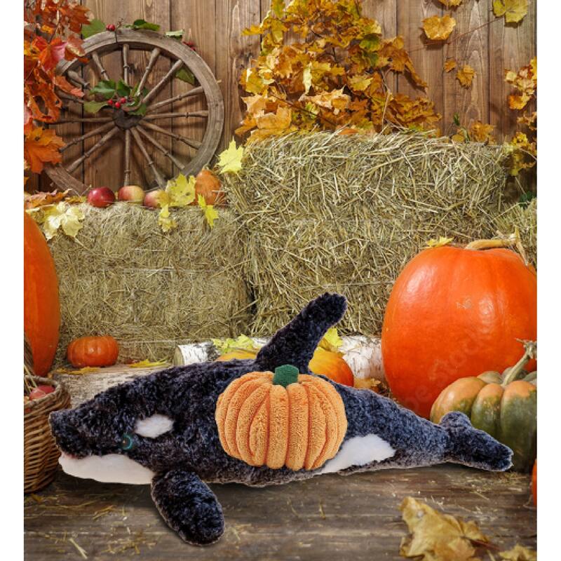 DolliBu Super Soft Killer Whale Stuffed Ocean Animal w/ Pumpkin Decor - 18 inches