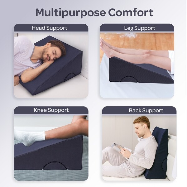 8in1 Wedge Pillow for Sleeping - Memory Foam Wedge Pillow for Back