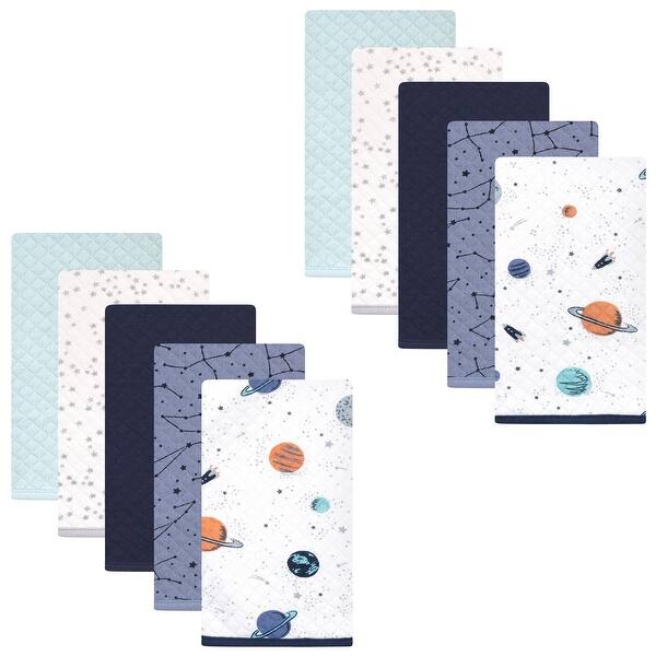 slide 1 of 1, Hudson Baby Infant Boy Quilted Burp Cloths, Space, One Size - Space - One Size One Size - Space