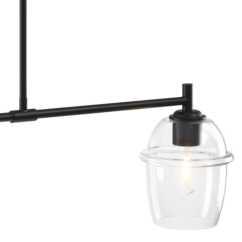 Summer Jazz 60 Watt 2-Light Matte Black Transitional Island Light with Clear Glass Shades - 10.5