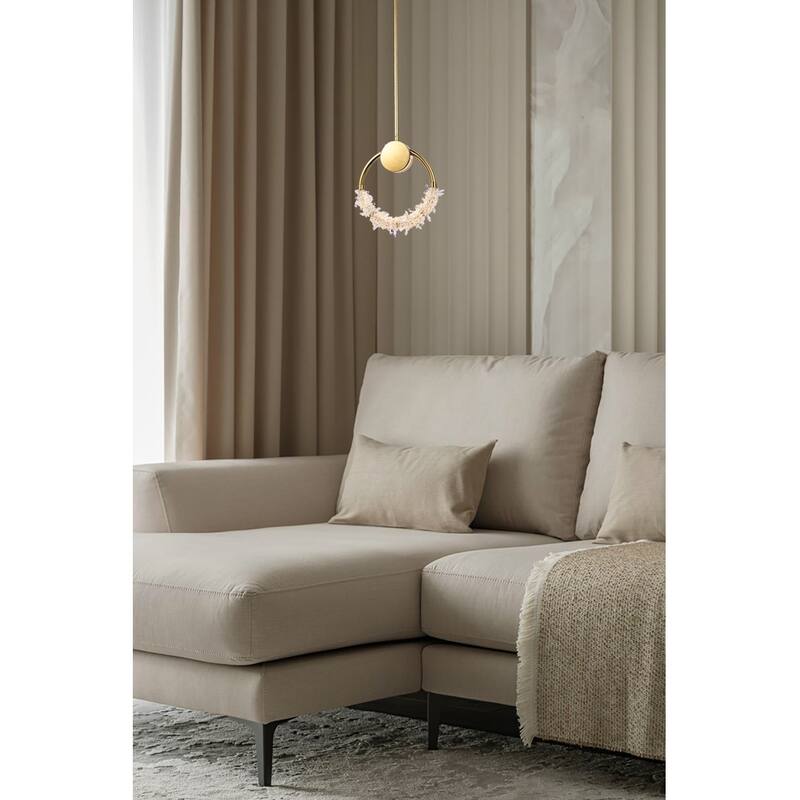 Gold Stainless Steel LED Single Pendant Lighting with Crystal Beading