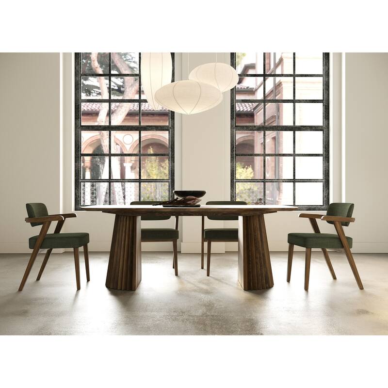 Modrest Sacks Mid-Century Modern Herringbone Walnut Dining Table