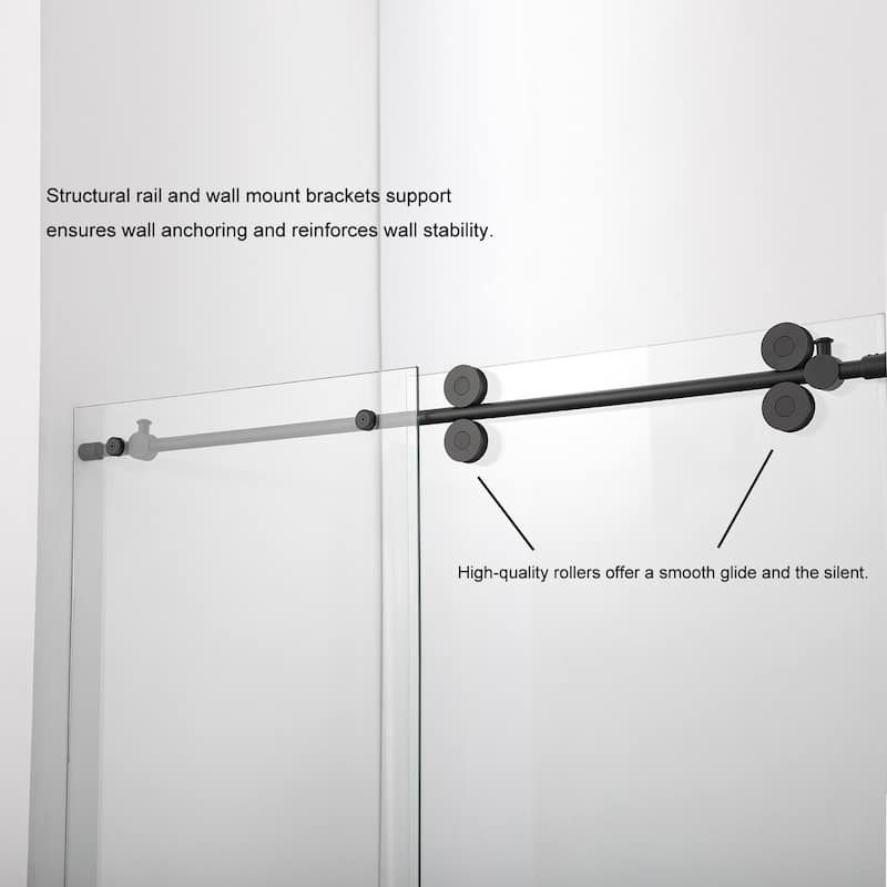 Villena 52" W x 78" H Single Sliding Shower Enclosure,Brushed Nickel - 52 inches