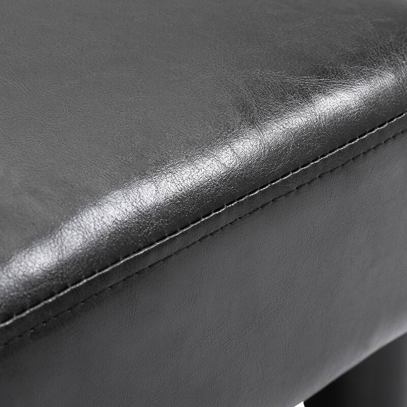 HOMCOM Modern Faux Leather Upholstered Rectangular Ottoman Footrest with Padded Foam Seat and Plastic Legs