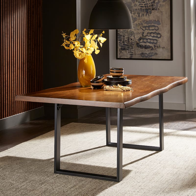 Banyan Live Edge Wood and Metal Sled Base Dining Table by iNSPIRE Q Artisan
