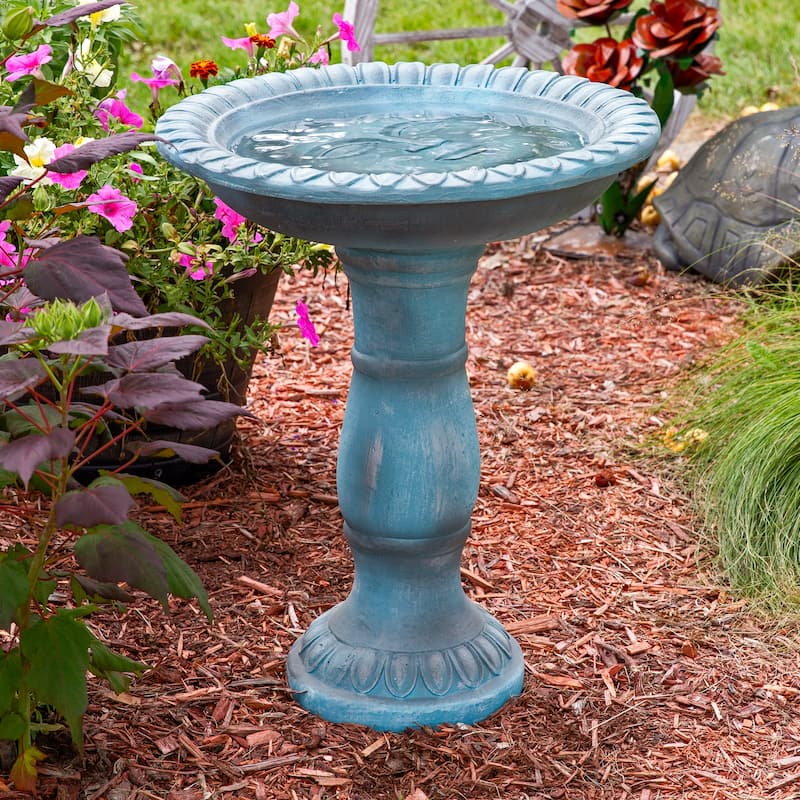 Sunnydaze Façade du Soleil Reinforced Concrete Bird Bath - 26"