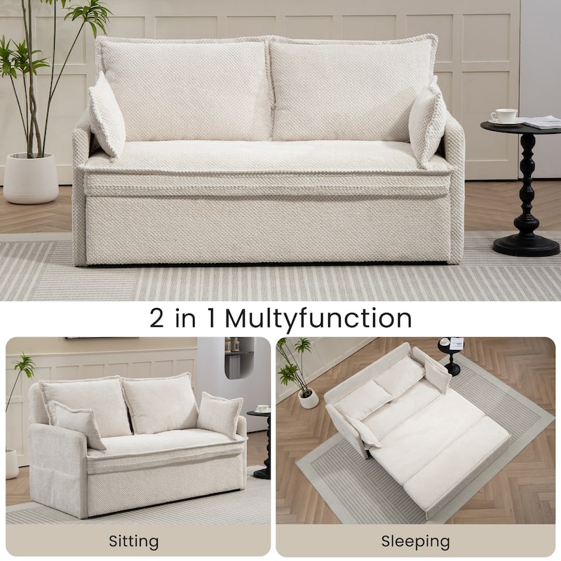 GDFStudio - Harper Lane Corduroy Convertible Sofa Bed with USB Charging & Side Storage for Cozy Apartment Living