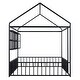 preview thumbnail 10 of 70, Metal House Bed with Metal Grid and Storage Shelves, Twin/Full Size Floor Montessori Bed with Roof Frame and Fence Guardrails