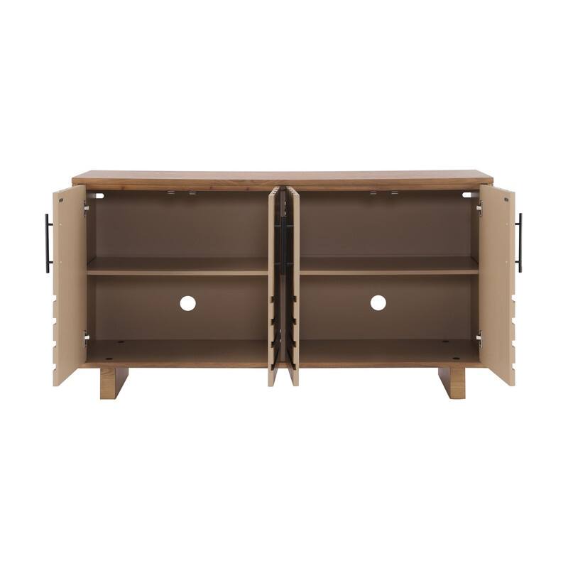 Modern 59" Sideboard Storage Cabinet with 4-Door and Metal Handles for Home Organization