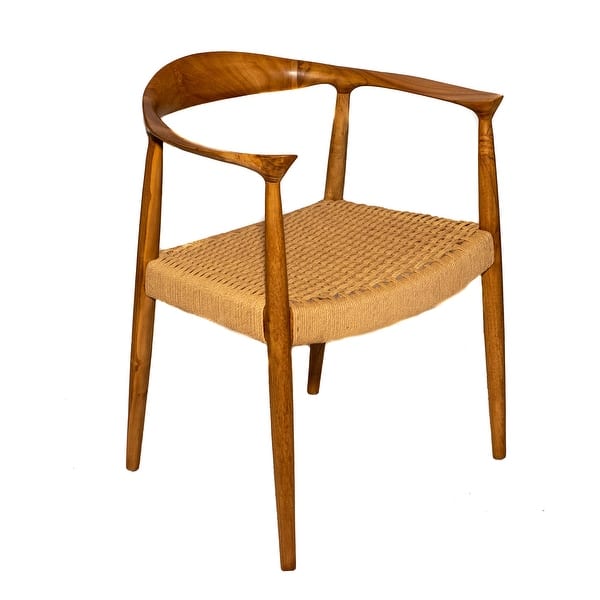 Kopenhagen Natural Teak Wood Arm Chair With Rattan Seat Overstock 32809615
