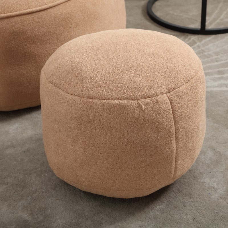 Tan Modern 40" Microfiber Upholstered Accent Chair with Ottoman and Padded Foam Padding Compressed for Living Room